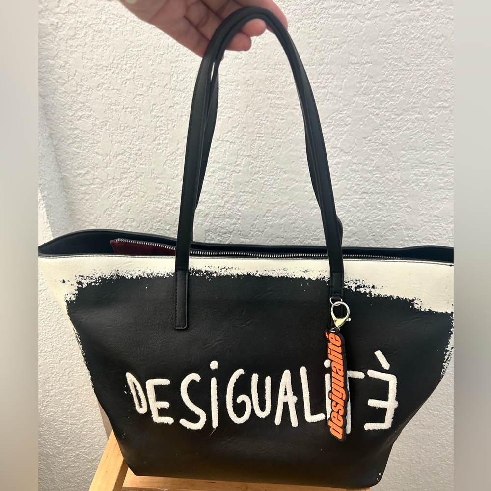 Desigual Black and White Tote Bag Shoulder Bag Bols Arty Nebula Sicilia